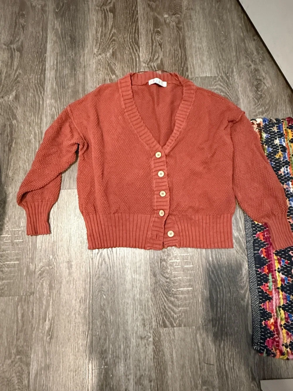 Free People Rust Knit Button Cardigan and Jogger Set - Picture 2 of 3